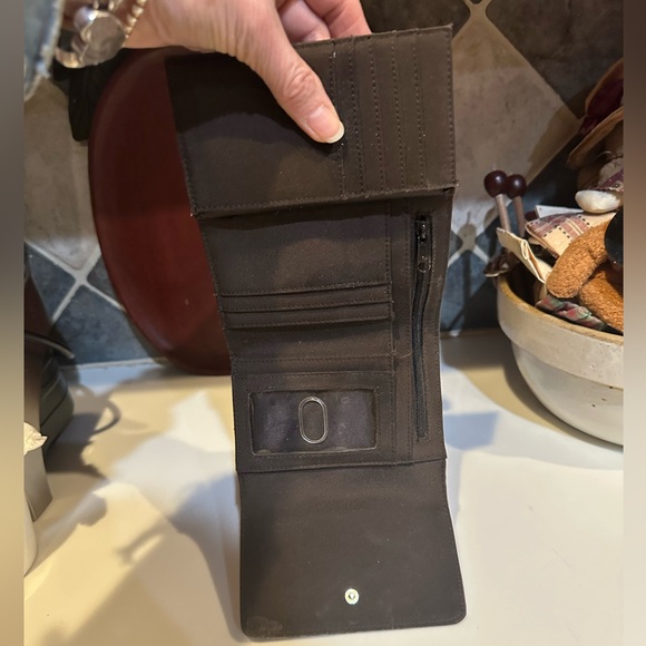 NINE WEST ANIMAL LEOPARD PRINT WALLET PURSE BAG CLUTCH BILLFOLD BROWN VEGAN 5.5” - Picture 10 of 13